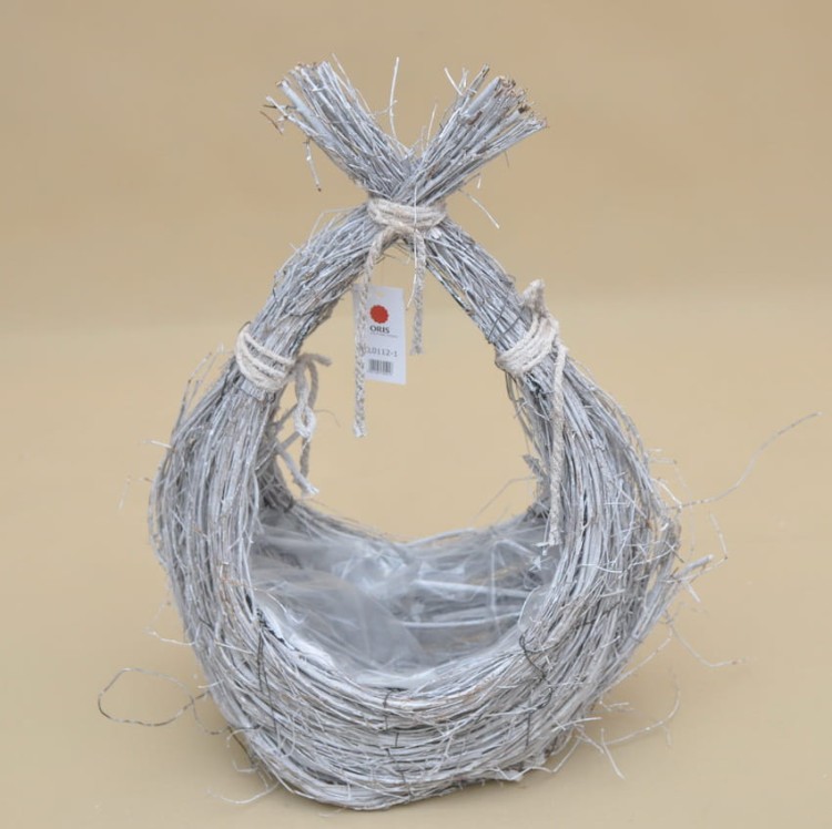 CL0112-1 KOSZYK WIKLINOWY SZARY H 48*33 CM