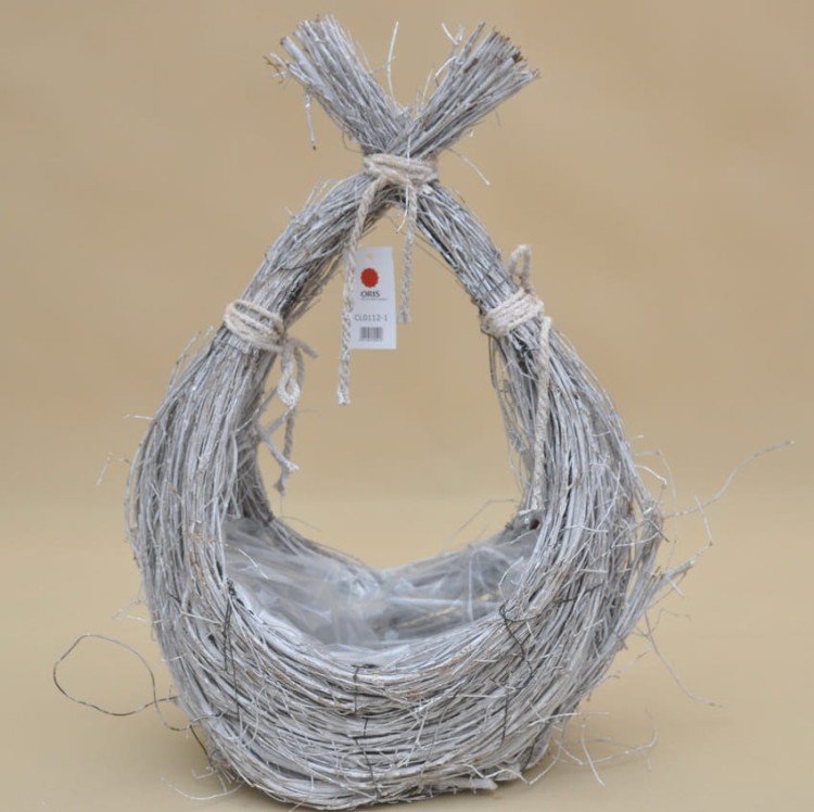 CL0112-1 KOSZYK WIKLINOWY SZARY H 48*33 CM