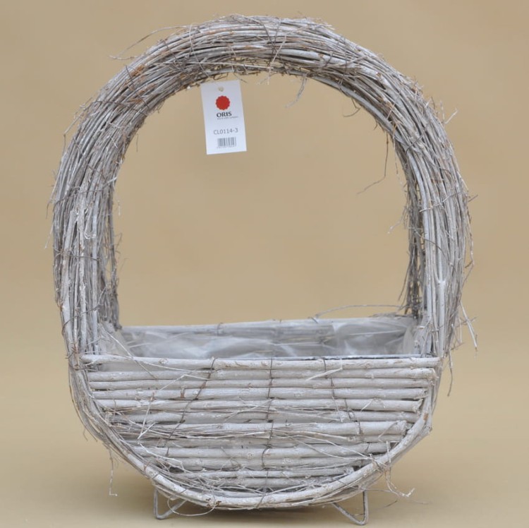 CL0114-3 KOSZYK WIKLINOWY SZARY H40*34 CM
