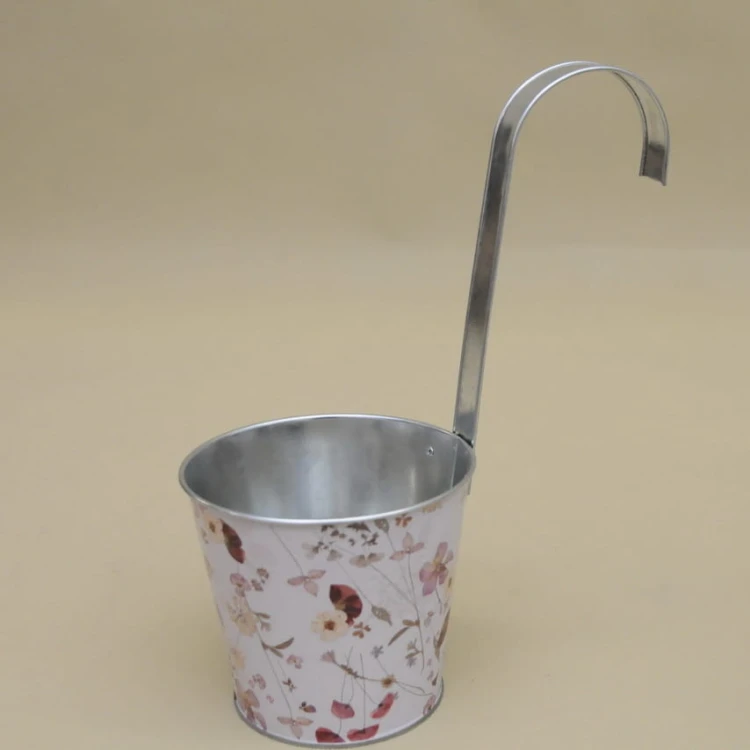 802399 OSŁONKA WIADERKO METAL KWIATY H 14*16 CM