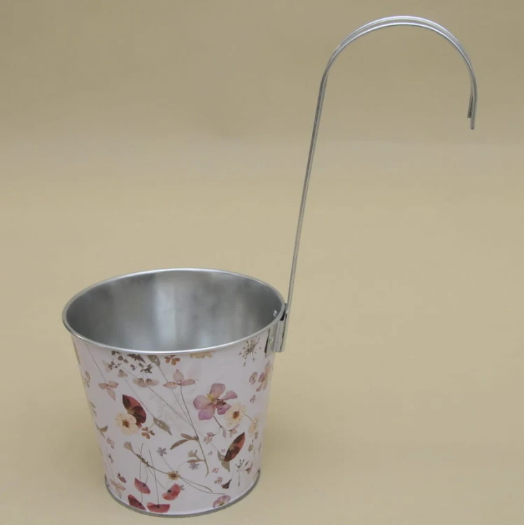 802399 OSŁONKA WIADERKO METAL KWIATY H 14*16 CM