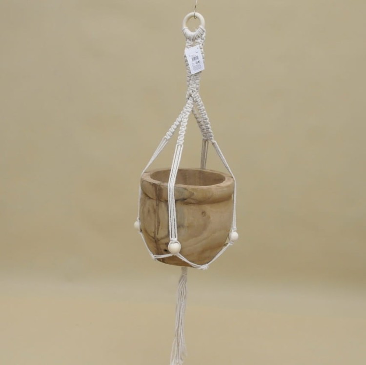 862297 OSŁONKA DREWNO MAKRAM BOHO H20/90*22 CM