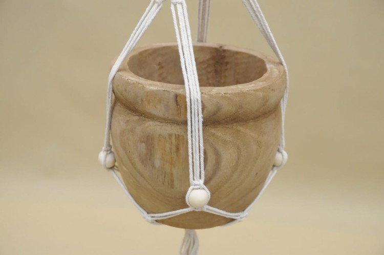 862297 OSŁONKA DREWNO MAKRAM BOHO H20/90*22 CM