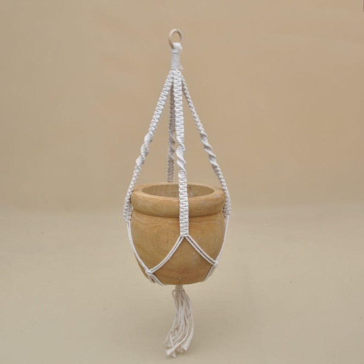 862297 OSŁONKA DREWNO MAKRAM BOHO H20/90*22 CM