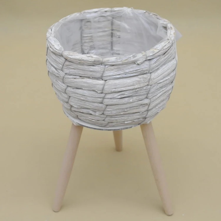 TG55855-2 OSŁONKA PLECIONA BOHO NOGI BEŻ H40*24 CM