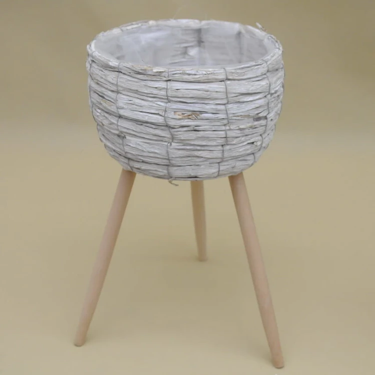 TG55855-3 OSŁONKA PLECIONA BOHO NOGI BEŻ H52*30 CM