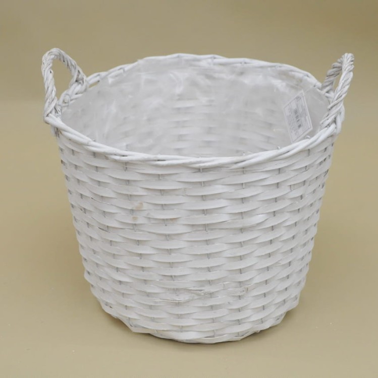 TG60389-4 OSŁONKA KOSZ RATAN USZY BIAŁA H 29*36 CM