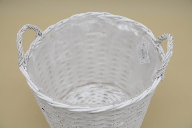 TG60389-4 OSŁONKA KOSZ RATAN USZY BIAŁA H 29*36 CM