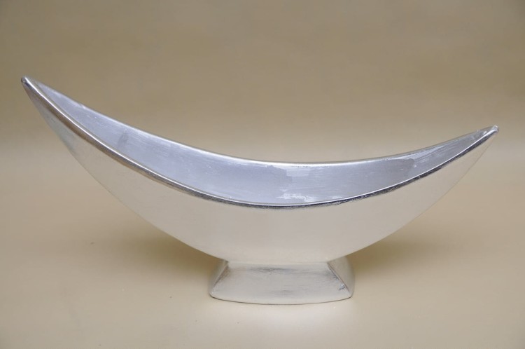 ART17080 WAZON OSŁONKA ŁÓDKA SREBRNA 33*12*61 CM