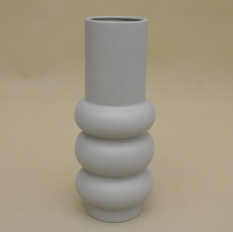 POR10502 WAZON CERAMICZNY SZARY H 35*14 CM