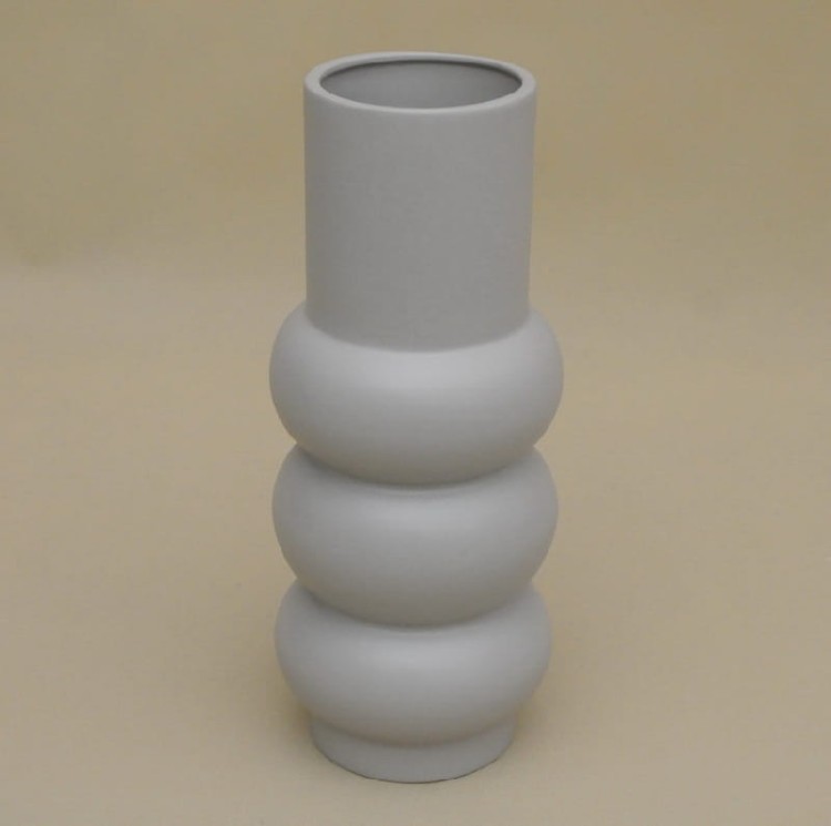 POR10501 WAZON CERAMICZNY SZARY H 40*16 CM
