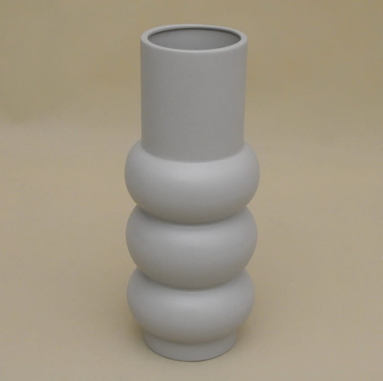 POR10501 WAZON CERAMICZNY SZARY H 40*16 CM
