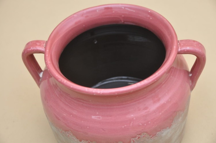 POR10672 WAZON CERAMICZNY NA STARO RÓŻ H 20*25 CM