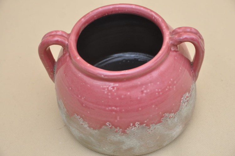 POR10673 WAZON CERAMICZNY NA STARO RÓŻ H 14*20 CM