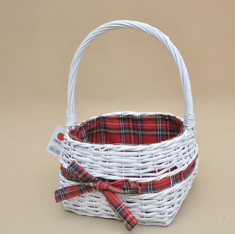 QB9117 KOSZ BIAŁY DUŻY MATERIAŁ KRATA H 17*28 CM