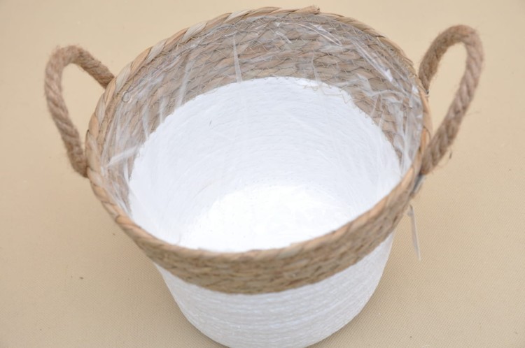 KOSZ04350-3 KOSZ BIAŁO /NATURALNY H18*23CM
