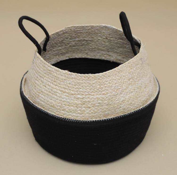 MA2000230-3 KOSZ BOHO NATUR/CZARNY 32*30 CM