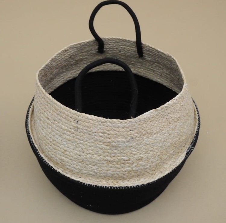 MA2000230-3 KOSZ BOHO NATUR/CZARNY 32*30 CM
