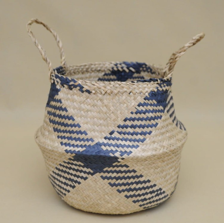 KOSZ04289 KOSZ NATURALNY GRANATOWY WZÓR 30*40CM