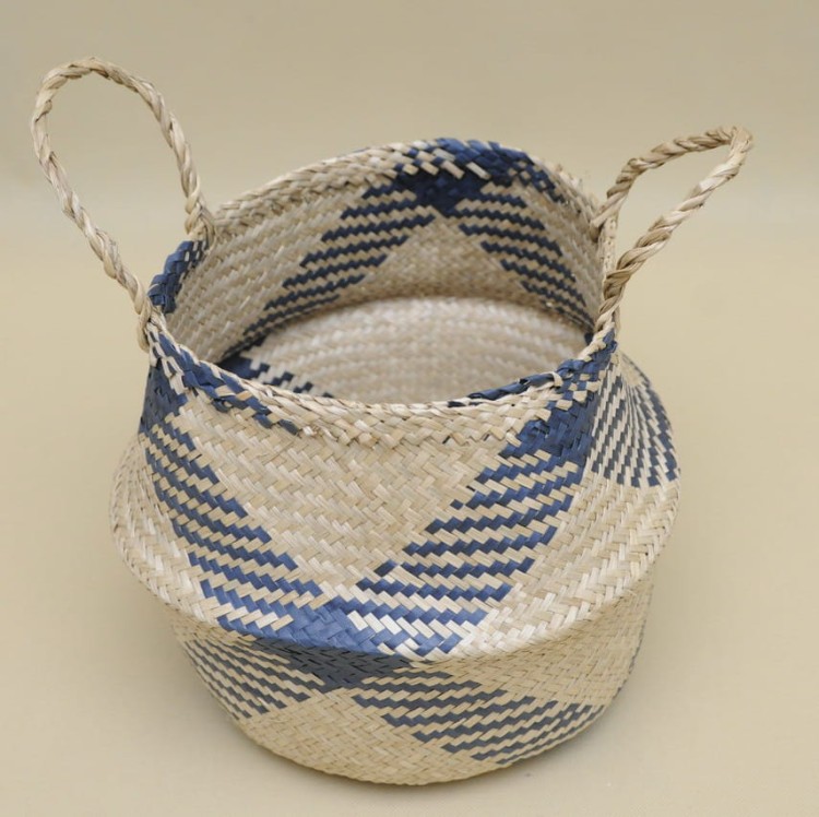 KOSZ04289 KOSZ NATURALNY GRANATOWY WZÓR 30*40CM