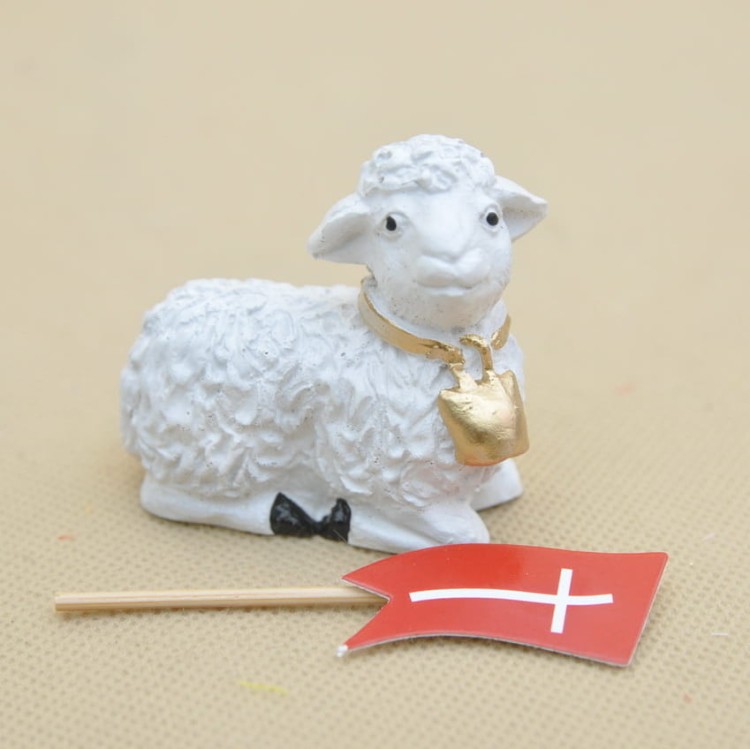 BARANEK LEŻĄCY GIPSOWY H 6.5*7 CM OP.24 SZT