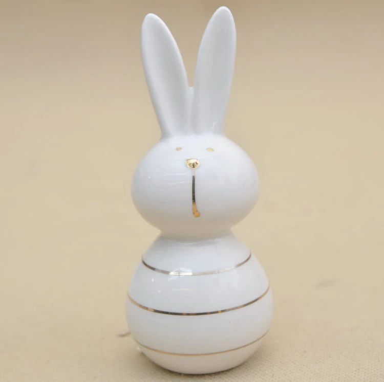 JY21B210CG-1 KRÓLIK ZŁOTE PASKI CERA H14*6 CM