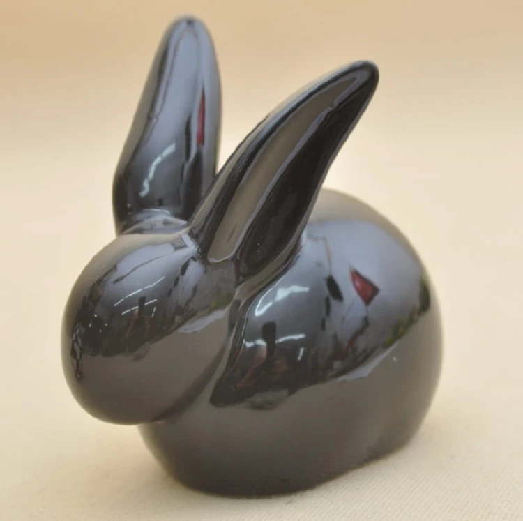 75884 KRÓLIK CZARNY PORCELANA H 15*15 CM