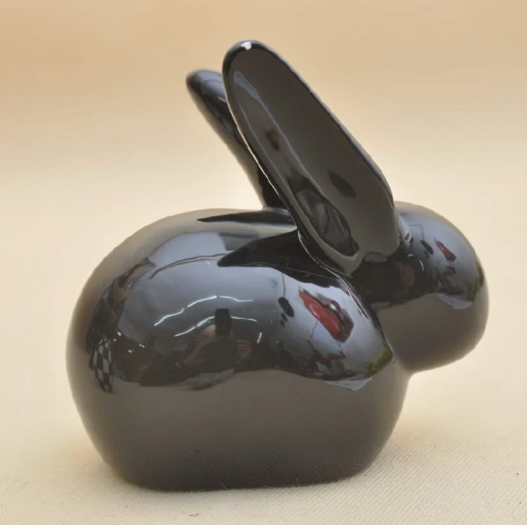 75884 KRÓLIK CZARNY PORCELANA H 15*15 CM