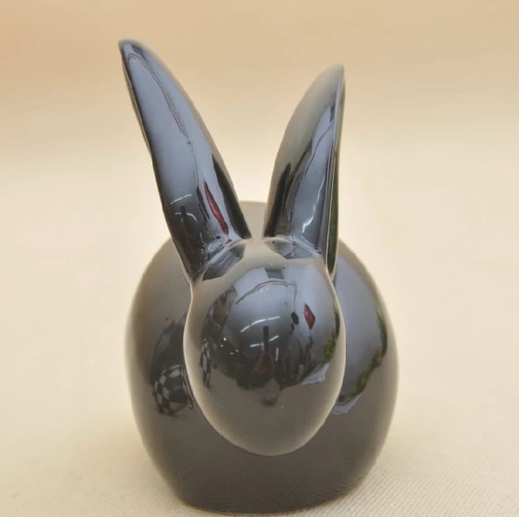 75884 KRÓLIK CZARNY PORCELANA H 15*15 CM